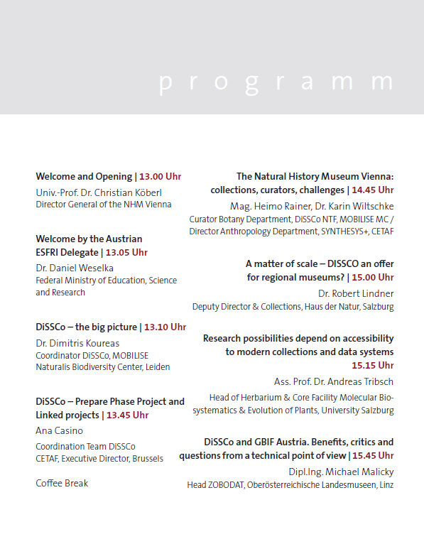 Programme of the DiSSC oAustria Information Day